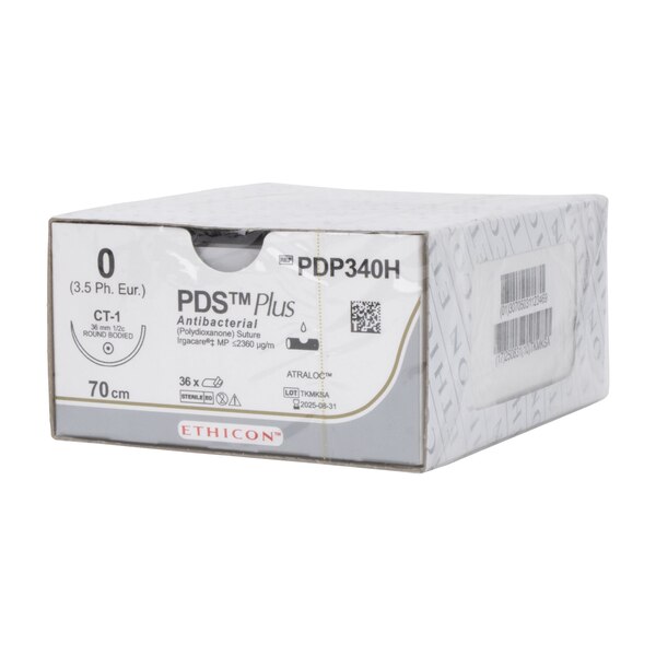 Ethicon PDS Plus Antibacterial Polydioxanone Suture, Size 0, CT-1